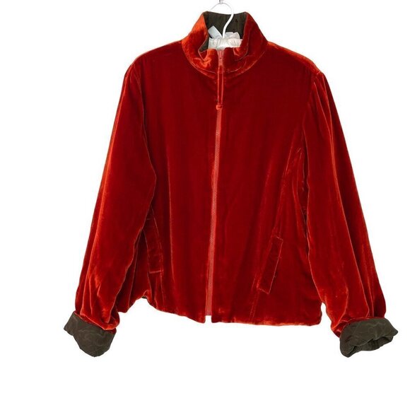 Vintage Womens Reversible Jacket Size Large Velvet Burnt Orange Brown Quilted - Picture 1 of 16